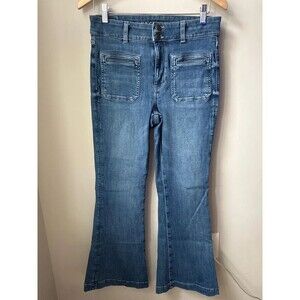 American Eagle Super High-Rise Flare Jeans Double Button Size 8 Regular